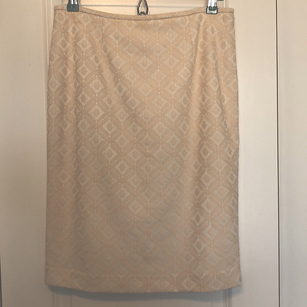 Lacey cream pencil skirt for work or weddings